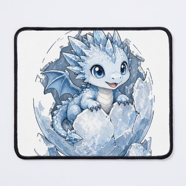 Item preview, Baby Ice Dragon Hatching from a Frosted Crystal Egg designed and sold by Moonlit Tower Art.