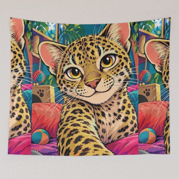 Item preview, Leopard Selfie Cute Animal Paw Happy Big Cat Art designed and sold by Neon Bones Studio.