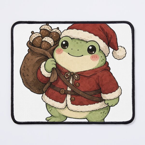 Item preview, Chubby Santa Frog Delivering a Sack of Acorns designed and sold by Moonlit Tower Art.