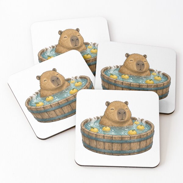 Item preview, Calm Capybara Soaking in a Yuzu Hot Spring designed and sold by Moonlit Tower Art.