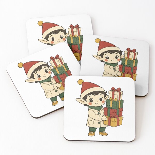 Item preview, Vintage 1960s Christmas Elf Carrying Stacked Gifts designed and sold by Moonlit Tower Art.