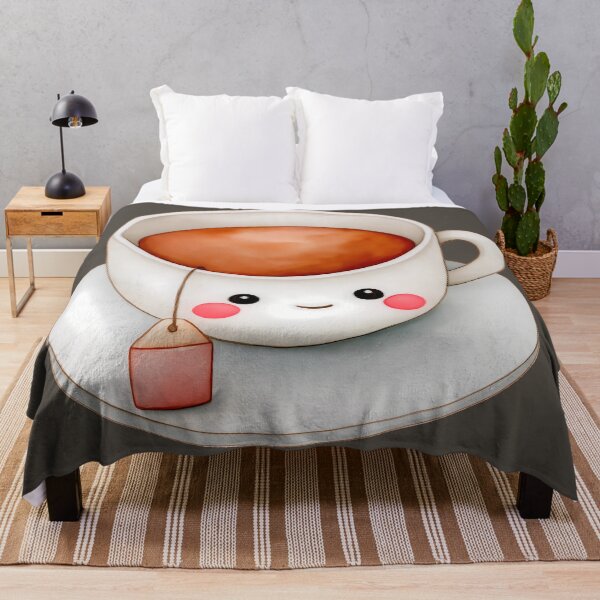 Item preview, Kawaii Tea Cup with Smiling Face and Tea Bag Design designed and sold by peterdesigns.
