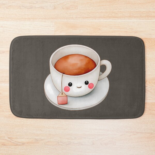 Item preview, Kawaii Tea Cup with Smiling Face and Tea Bag Design designed and sold by peterdesigns.