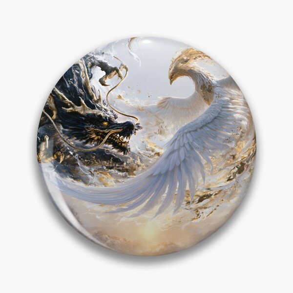 Item preview, Dragon and Phoenix Over Misty Mountains designed and sold by VisionaryVeils.