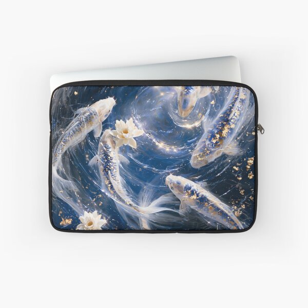Item preview, Nine White Koi in a Midnight Blue Pond designed and sold by VisionaryVeils.