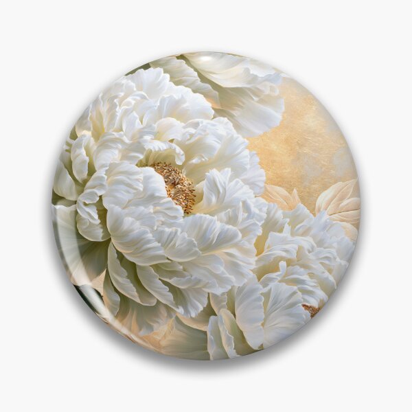Item preview, White Peonies with Sage and Gold Leaf designed and sold by VisionaryVeils.