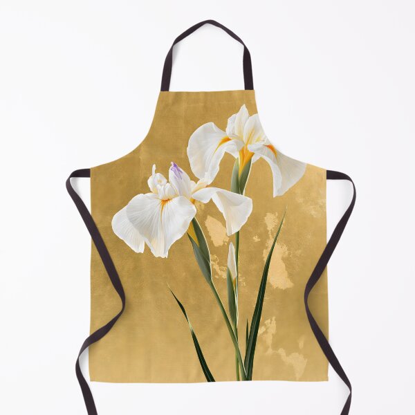Item preview, White Iris on Gold Leaf, Minimalist Botanical designed and sold by VisionaryVeils.
