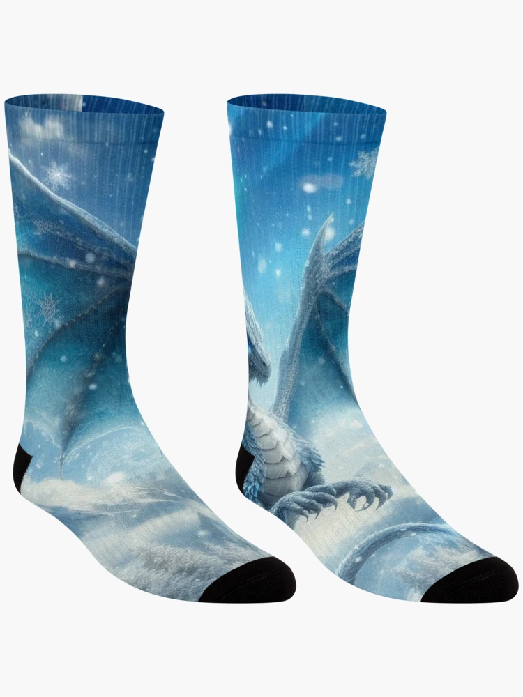 Thumbnail 3 of 5, Socks, Winter dragon designed and sold by IntellectWork.