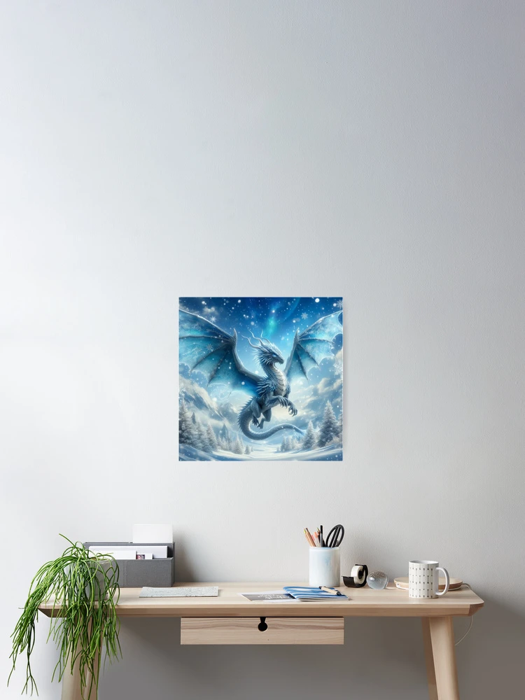 Thumbnail 2 of 3, Poster, Winter dragon designed and sold by IntellectWork.