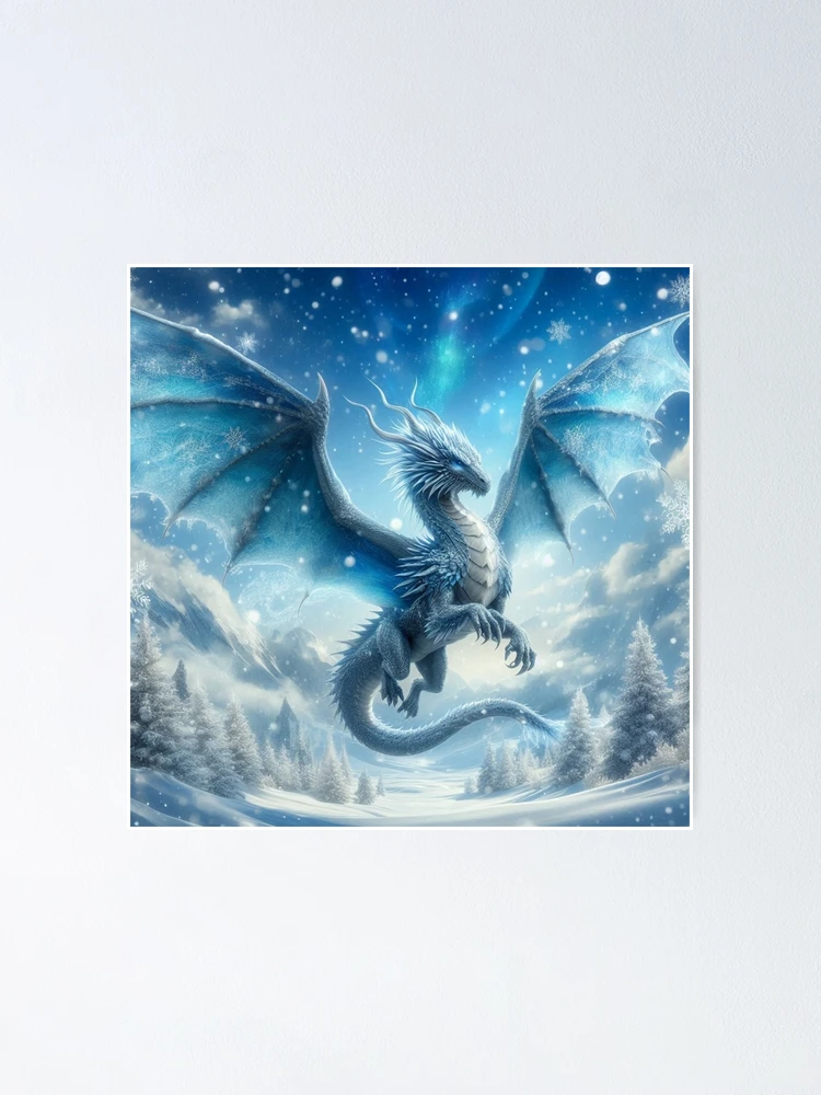 Thumbnail 1 of 3, Poster, Winter dragon designed and sold by IntellectWork.