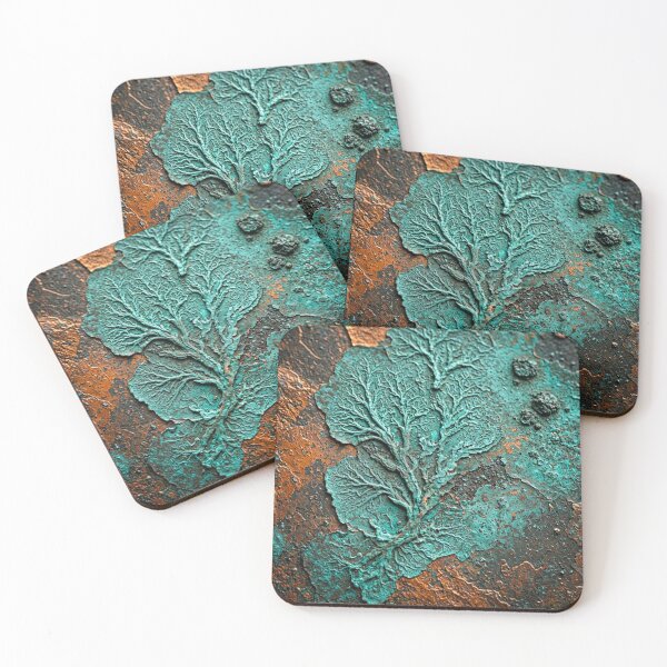 Item preview, Copper Patina Tree Texture Turquoise Rust Metal Oxidized Organic Relievo Art designed and sold by Dogandesighn.