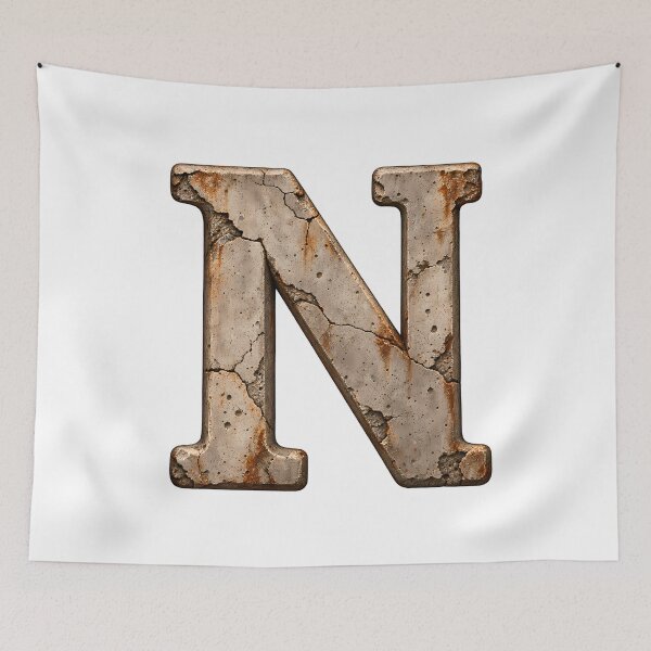 Item preview, Rustic Letter N – Cracked Concrete Monogram, Vintage Stone Texture, Industrial Initial Design designed and sold by Buli89.
