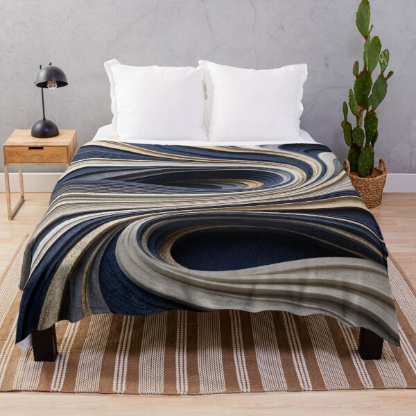 Item preview, 3D Layered Navy Blue Gold Fluid Waves Paper Cut Abstract Relievo Wall Art designed and sold by Dogandesighn.
