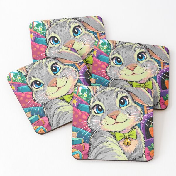 Item preview, Rabbit Selfie Cute Bunny Paw Happy Pet Animal Art designed and sold by Neon Bones Studio.