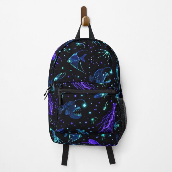 Item preview, Bioluminescent Deep Sea All Over Pattern, Dark Ocean Print designed and sold by mushizaman.