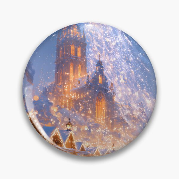 Item preview, Christmas Market with Wooden Stalls at Dusk designed and sold by VisionaryVeils.