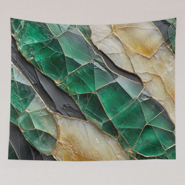 Item preview, Emerald Green Agate Crystal Gold Kintsugi Mosaic Abstract Slate Wall Art designed and sold by Dogandesighn.