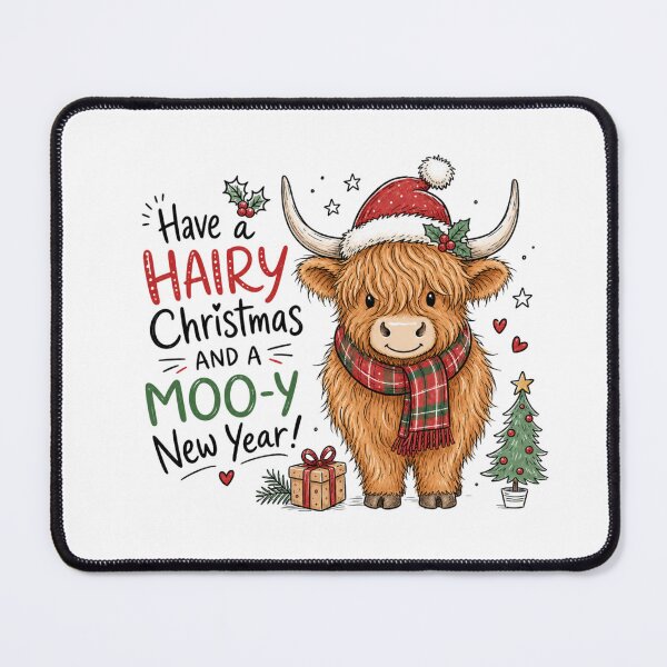 Item preview, Have A Hairy Christmas And A Moo-y New Year - Highland Cow designed and sold by AVStore28.