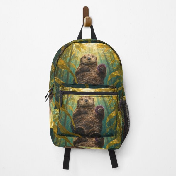 Item preview, The Kelp Canopy — Sea Otter Floating in a Kelp Forest, Underwater Wildlife Art designed and sold by mushizaman.