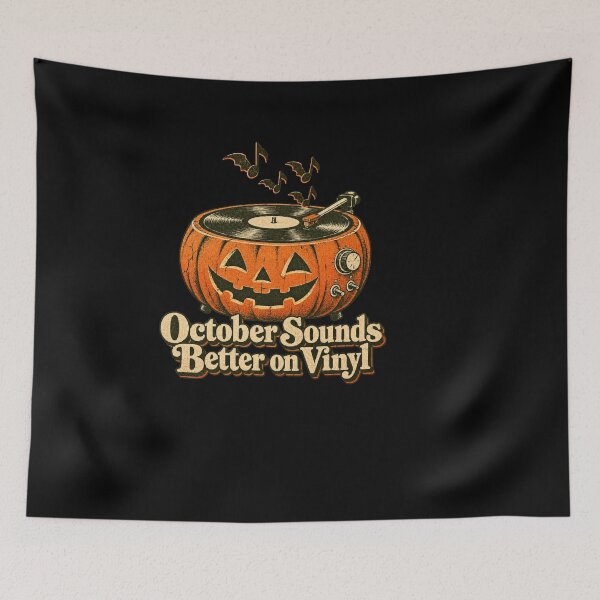 Item preview, October Sounds Better on Vinyl Pumpkin Record Player Halloween designed and sold by ThreadQuirk.
