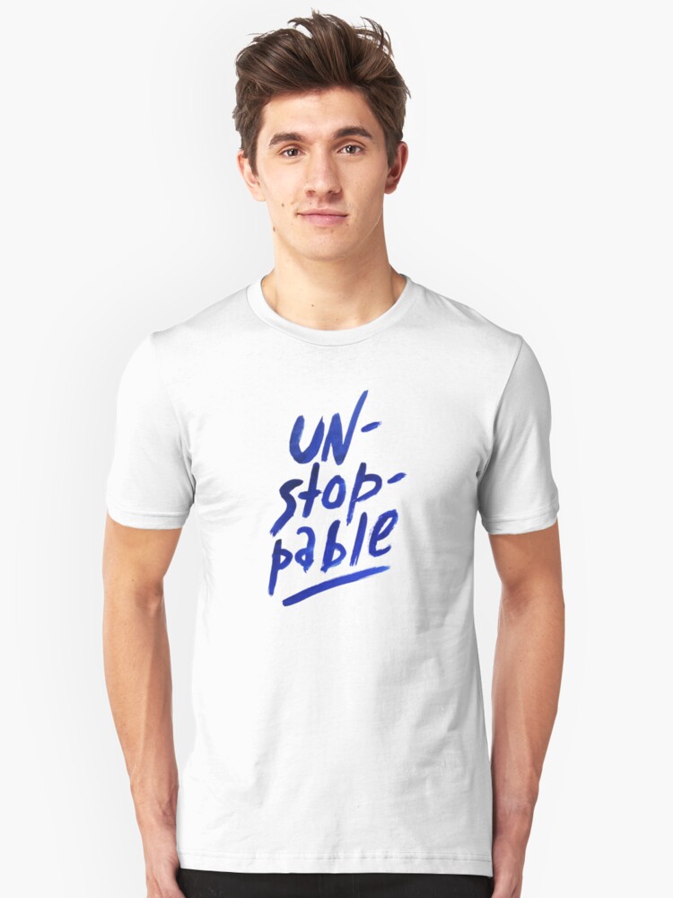 Alternate view of Unstoppable - watercolor lettering Slim Fit T-Shirt