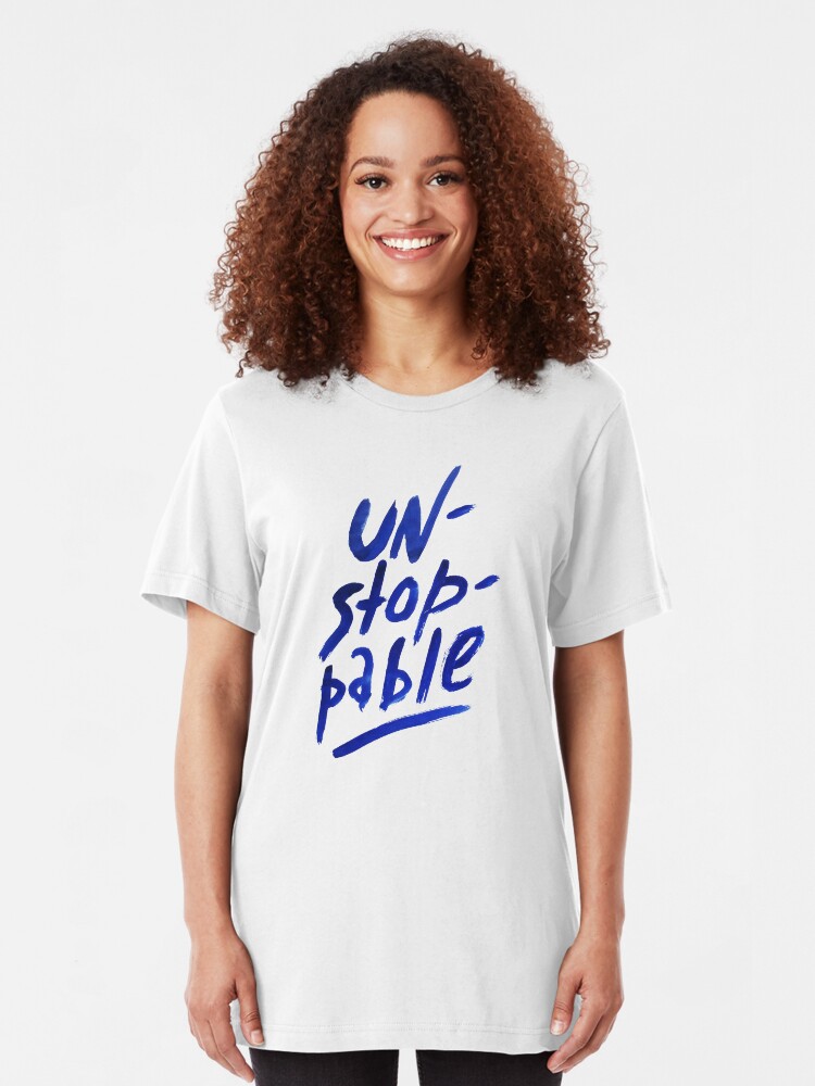Alternate view of Unstoppable - watercolor lettering Slim Fit T-Shirt