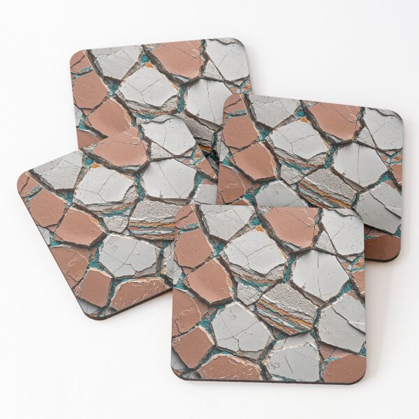 Item preview, Terracotta Terracracked Ceramic Slate Mosaic Turquoise Joint Organic Relief Art designed and sold by Dogandesighn.