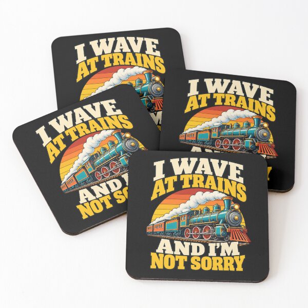 Item preview, I Wave At Trains and I'm Not Sorry – Funny Typography Train Lover Design designed and sold by Trendably.