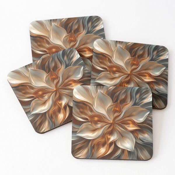 Item preview, Gilded Radiance, Abstract Metallic Floral Wave designed and sold by MargaretWiktor.