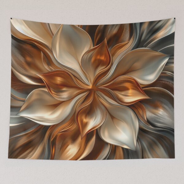 Item preview, Gilded Radiance, Abstract Metallic Floral Wave designed and sold by MargaretWiktor.