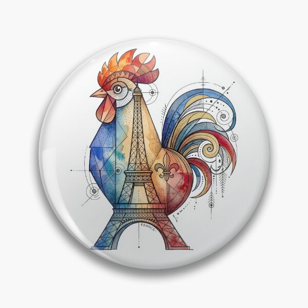 Item preview, French Rooster and Eiffel Tower Geometric Art designed and sold by EdwinkOne.