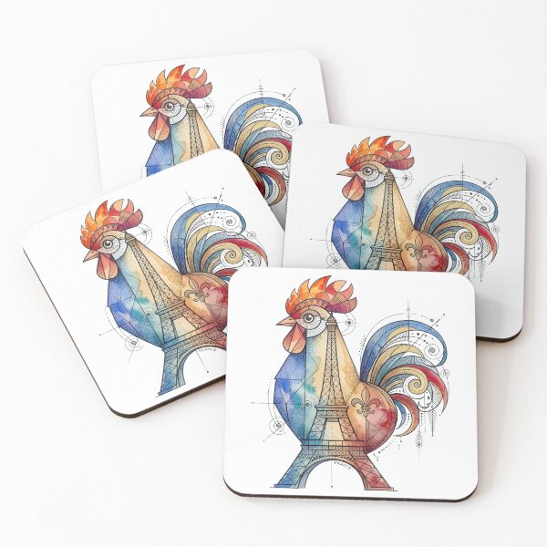 Item preview, French Rooster and Eiffel Tower Geometric Art designed and sold by EdwinkOne.