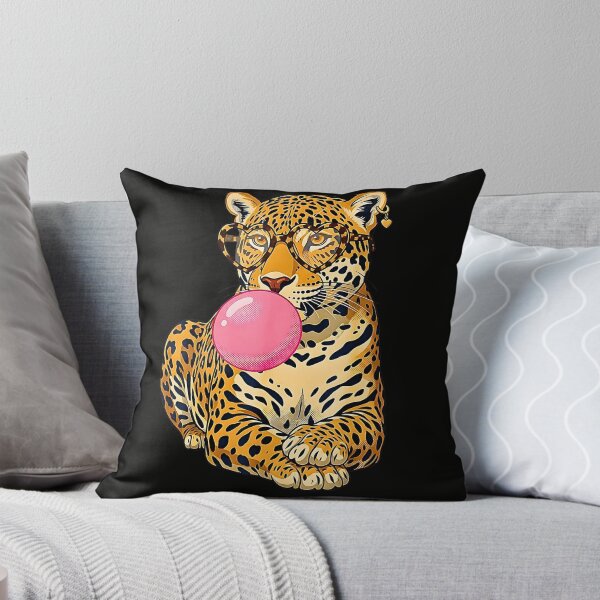 Item preview, Colorful Impasto Leopard Blowing Pink Bubblegum Heart Sunglasses designed and sold by Brasovbit.