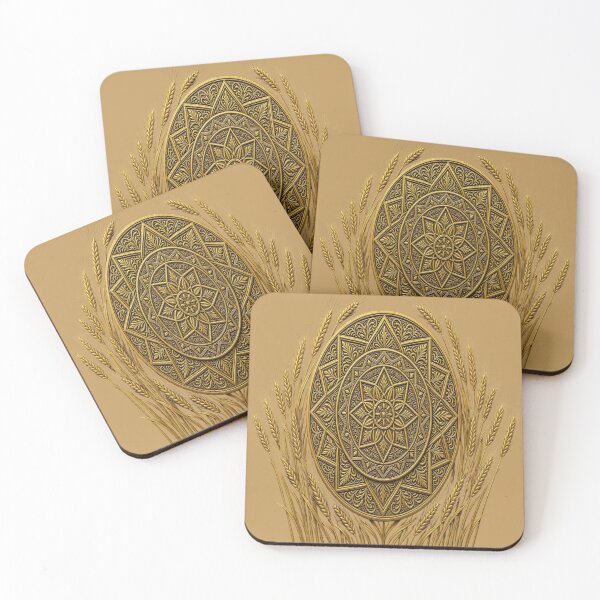 Item preview, Luxury Golden Wheat Mandala Heraldic Crest designed and sold by Breezes-of-Ida.