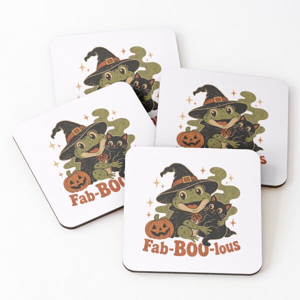 Item preview, Fab-BOO-lous Vintage Witch Frog Hugging Black Cat | Retro Halloween Pumpkin Illustration & Funny Spooky Season Design designed and sold by illeN-Art-World.