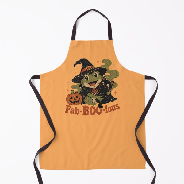 Item preview, Fab-BOO-lous Vintage Witch Frog Hugging Black Cat | Retro Halloween Pumpkin Illustration & Funny Spooky Season Design designed and sold by illeN-Art-World.