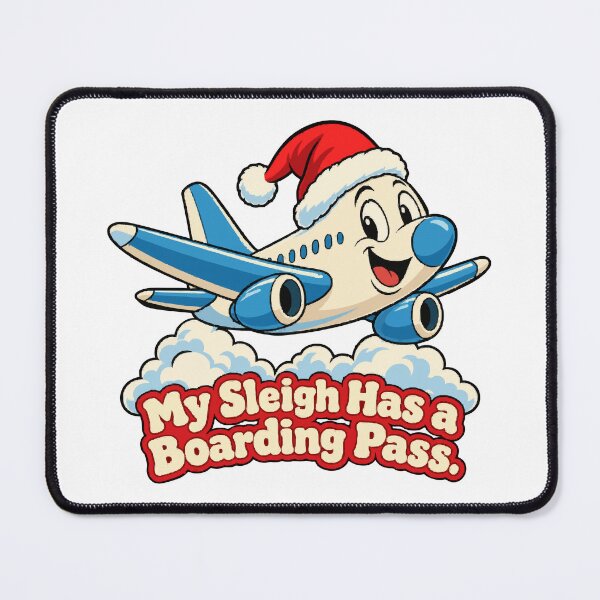 Item preview, My Sleigh Has a Boarding Pass Cartoon Airplane Christmas Travel designed and sold by ThreadQuirk.