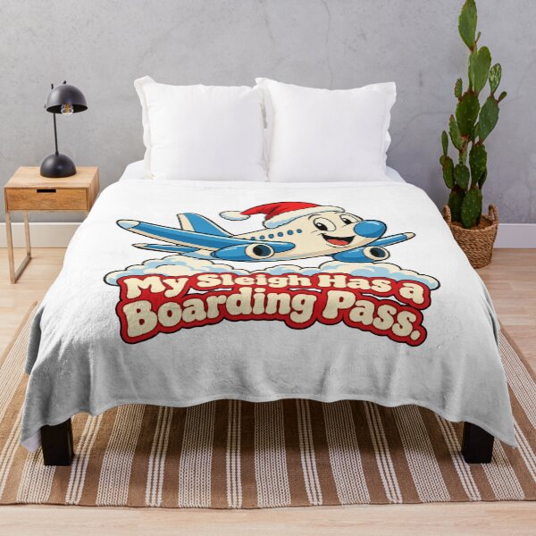 Item preview, My Sleigh Has a Boarding Pass Cartoon Airplane Christmas Travel designed and sold by ThreadQuirk.