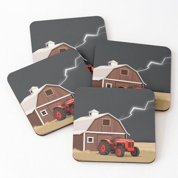 Item preview, Red Tractor Farm Storm Lightning Art designed and sold by Daniela`s shop.