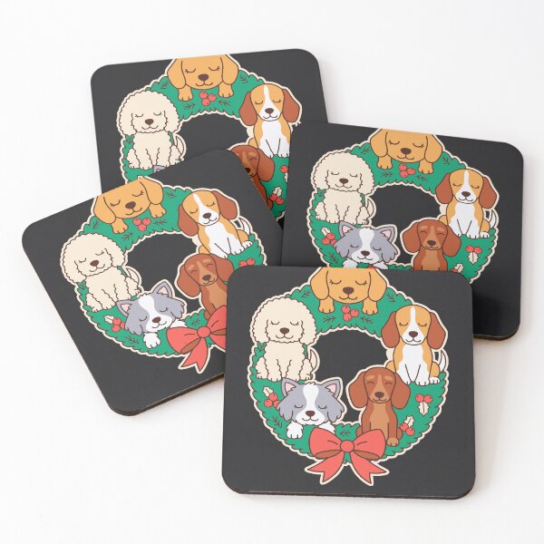 Item preview, Dog Christmas Wreath Sleepy Beagle Poodle Dachshund Puppies designed and sold by SickDesign.