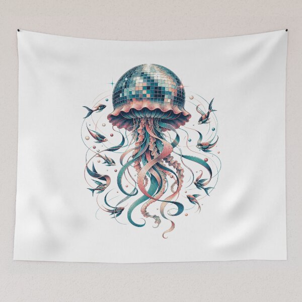 Item preview, Deep Sea Disco Jellyfish Illustration designed and sold by granitvit.
