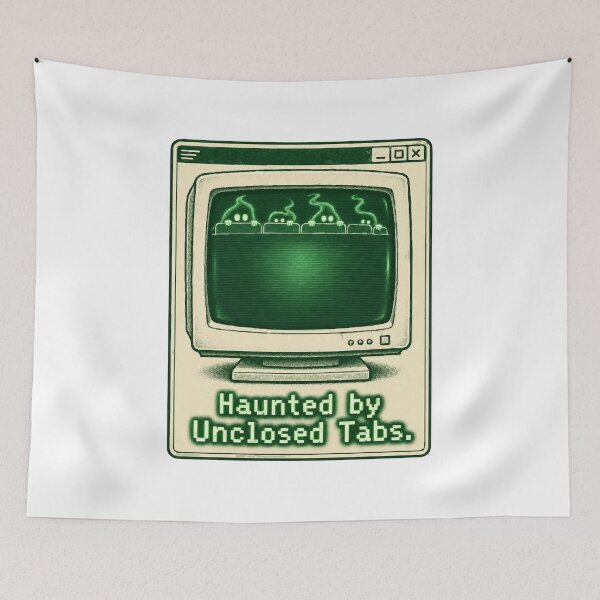 Item preview, Haunted By Unclosed Tabs Retro CRT Monitor Programmer Halloween Humor designed and sold by ThreadQuirk.