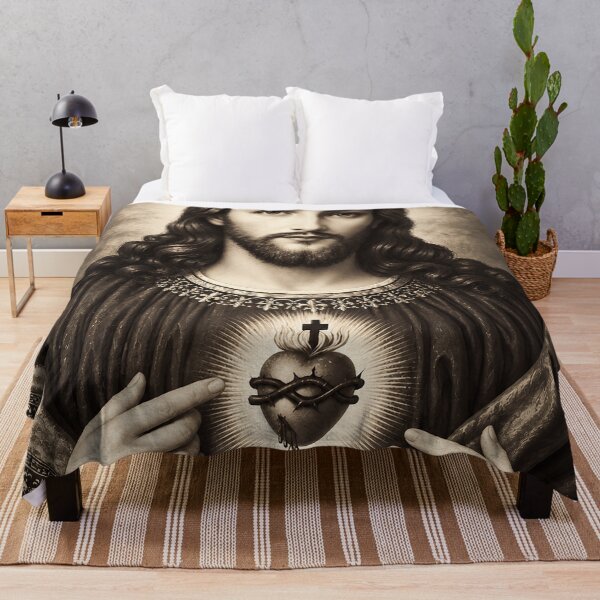 Item preview, Sacred Heart of Jesus – Vintage Sepia Catholic Sacred Art designed and sold by Crux Fidelis.
