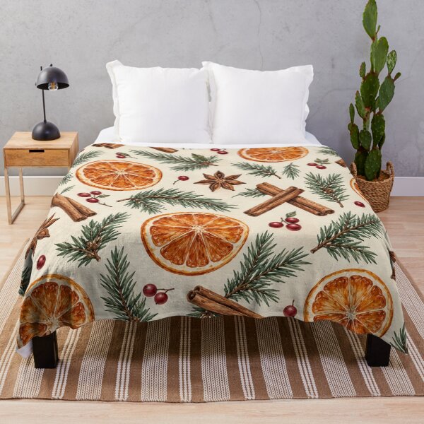 Item preview, Winter Orange and Cinnamon Botanical Pattern designed and sold by Glottopia.
