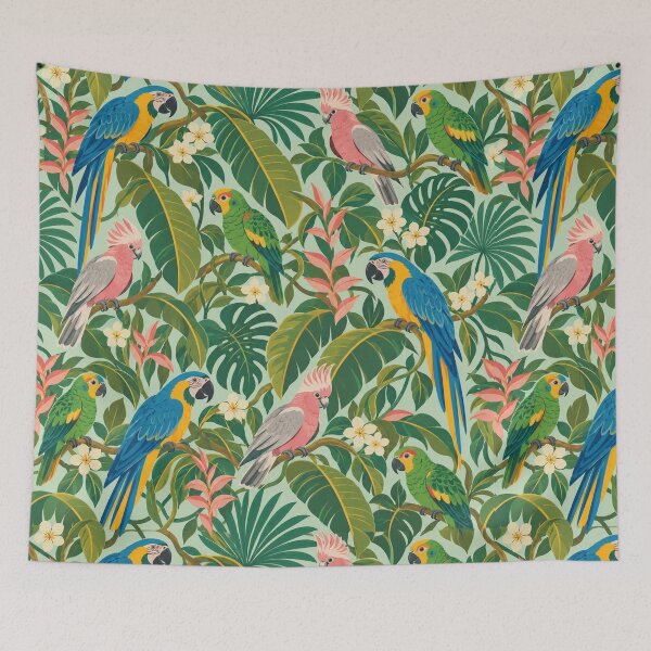 Item preview, Groovy Parrot Garden – Pink Cockatoo and Macaw Botanical Pattern designed and sold by Paper-Pickle.