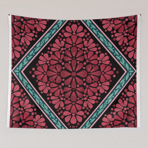 Item preview, Boho Botanical Diamond Lattice Floral - Red designed and sold by Rukhscreations.