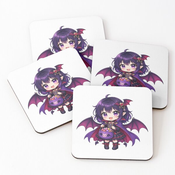 Item preview, Kawaii Vampire Bat Girl with Candy Cauldron designed and sold by Moonlit Tower Art.