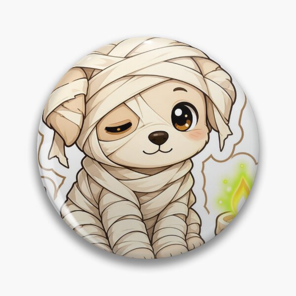 Item preview, Cute Mummy Puppy with Green Flame Candle designed and sold by Moonlit Tower Art.