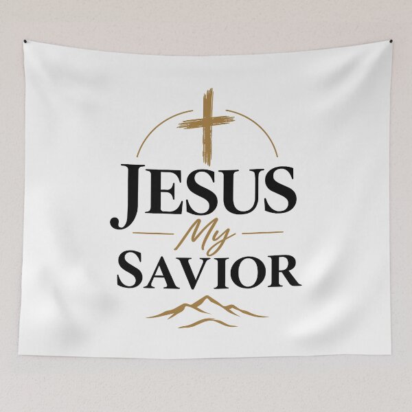 Item preview, Jesus My Savior – Minimalist Christian Cross and Mountain Design designed and sold by Imparted Blessing.