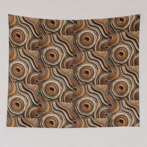 Item preview, 3D Wood Grain Tree Rings Topography Turquoise Epoxy Resin Carved Timber Relievo Wall Art designed and sold by Dogandesighn.
